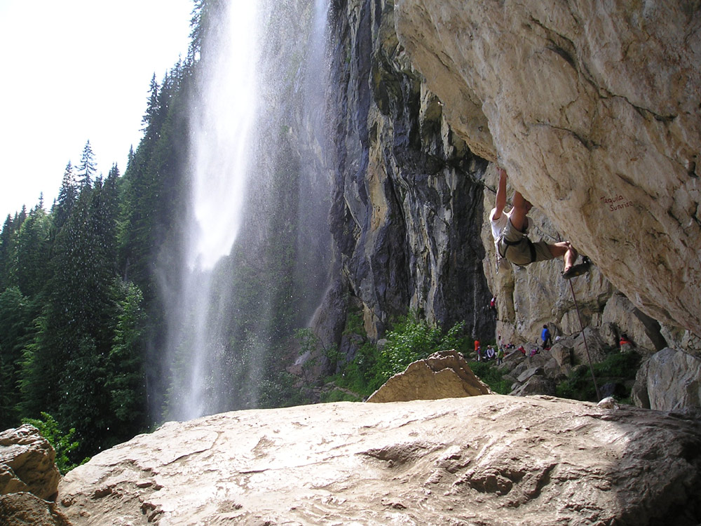 Klettern am Schleierwasserfall