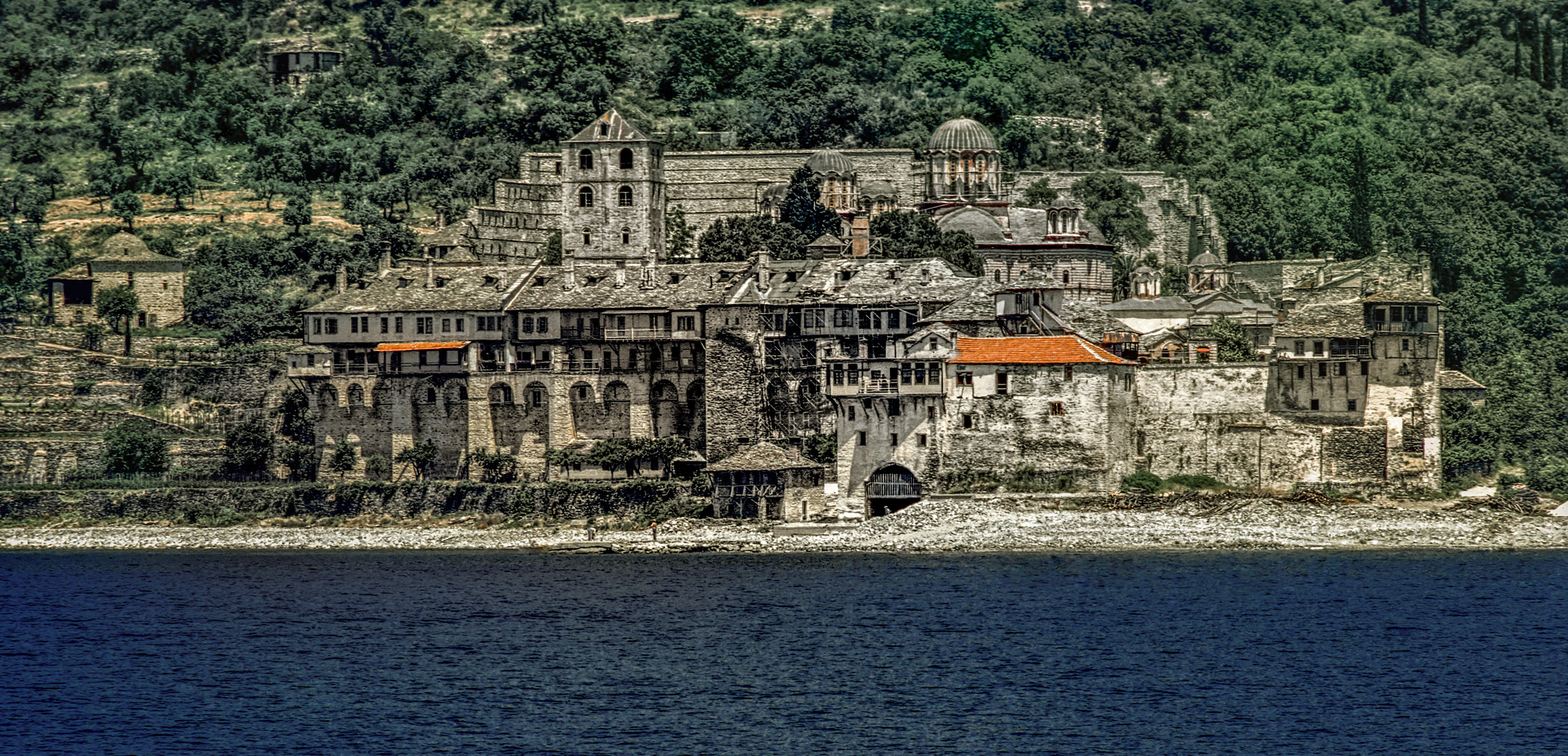 Kloster am Strand des Berg Atos Griechenland