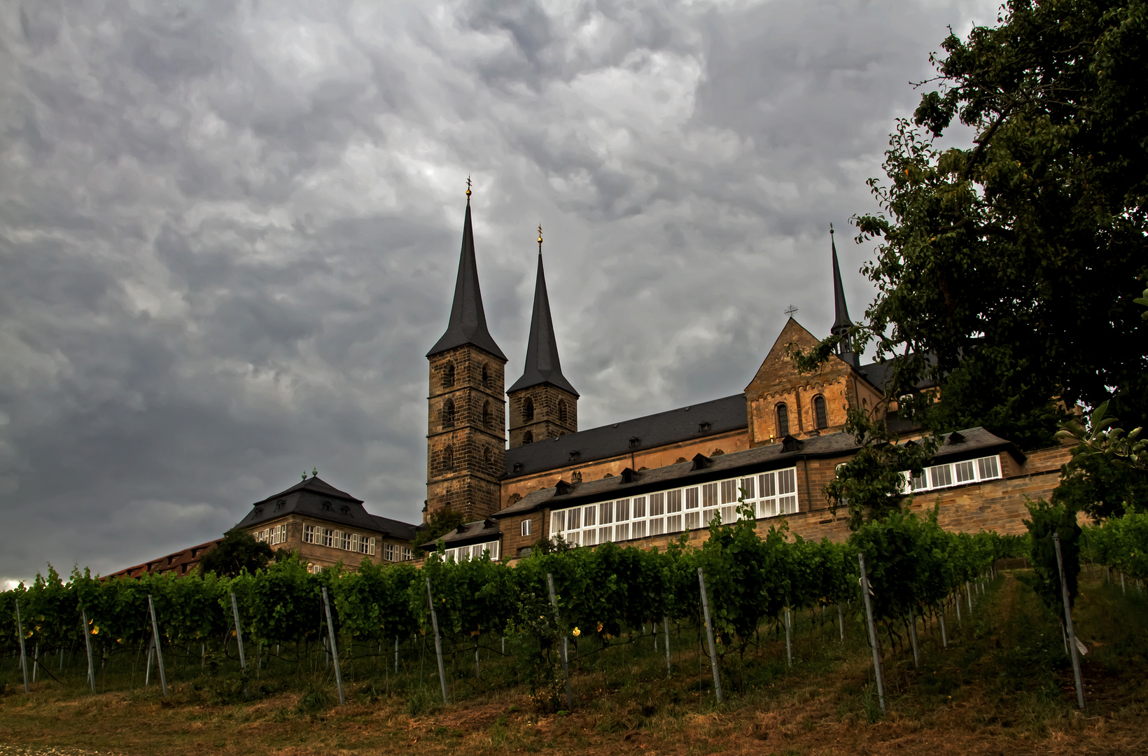 Kloster Michelsberg mit Weinberg