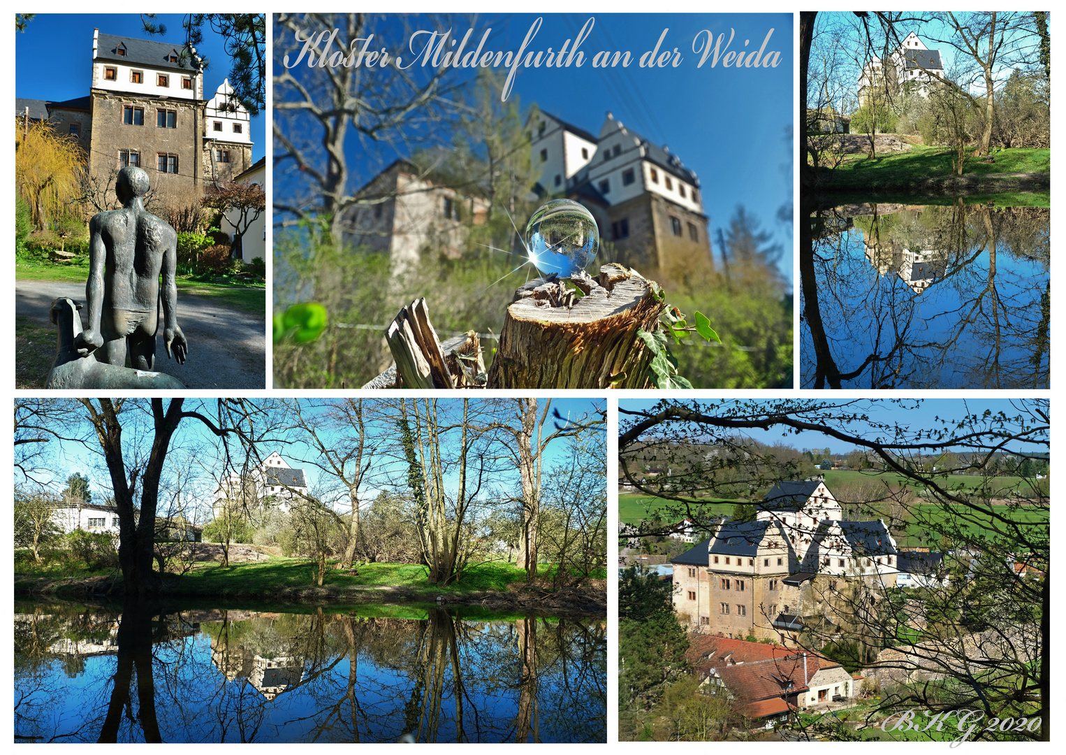 Kloster Mildenfurth in einer frühlingshaften Collage 