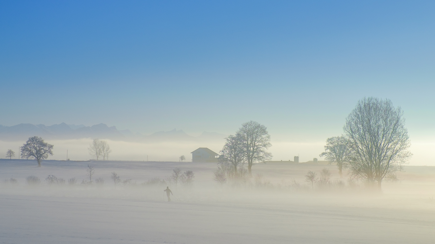 knapp über dem Nebel