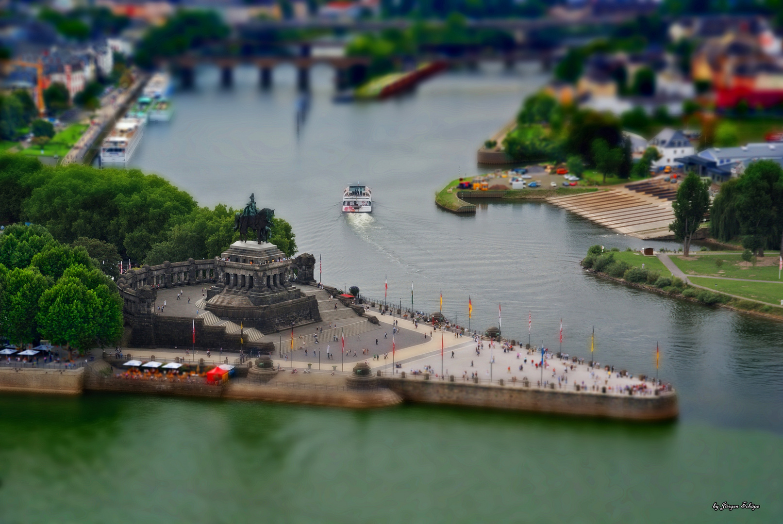 Koblenz Deutsches Eck Miniatur Modell Tilt Shift Fakes