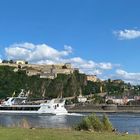 Koblenz Deutsches Eck mit Festung Ehrenbreitstein