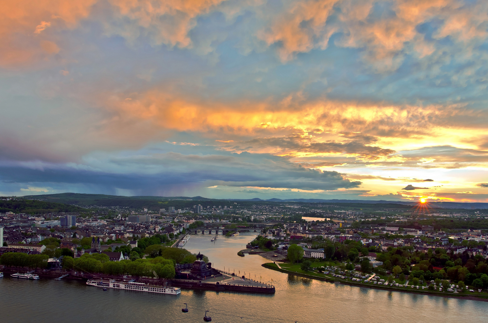 Koblenz, von der Festung Ehrenbreitstein aus gesehen