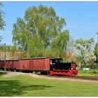 Köf 6003 mit Güterzug im Bahnhof Lindenberg