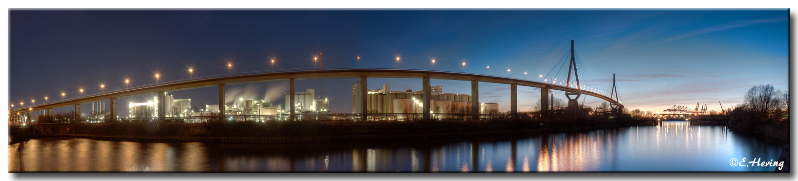 Köhlbrandbrücke @ night Panorama