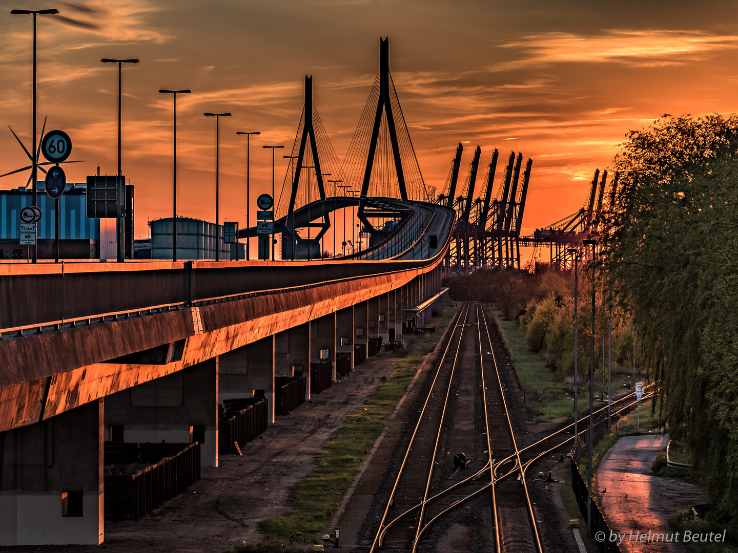 Köhlbrandbrücke - Sonnenuntergang