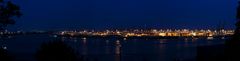 Köhlbrandbrücke und Hamburger Hafen bei Nacht