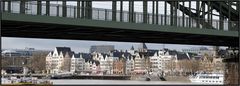 Köln: Altstadtpanorama - Perspektive unterhalb der Hohenzollernbrücke