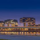 Köln bei Nacht, Rheinauhafen und Severinsbrücke