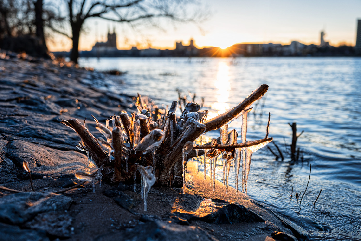 Köln im Eiswinter zur Karnevalszeit