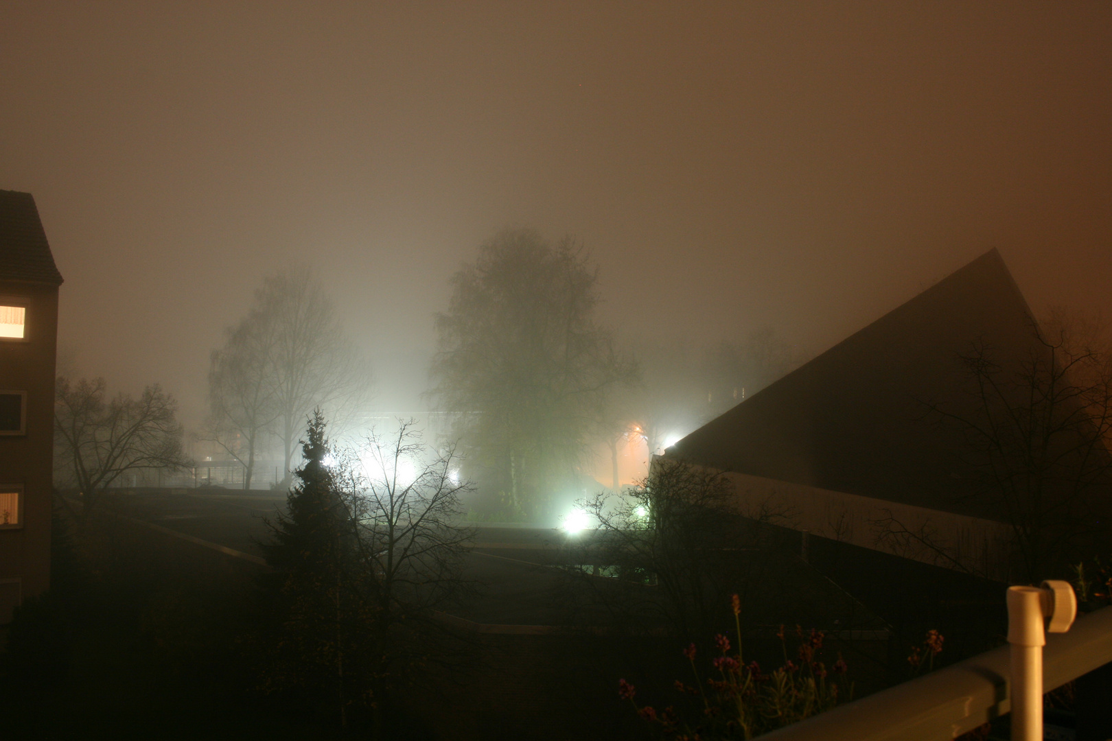 Köln Riehl im Nebel. Am 16.11.2010 um 21:50