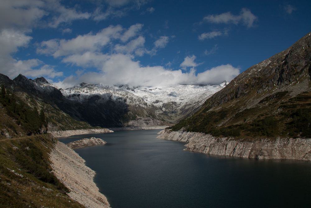 Kölnbreinsperre im Maltatal, Blick aus Richtung Osnabrücker Hütte kommend