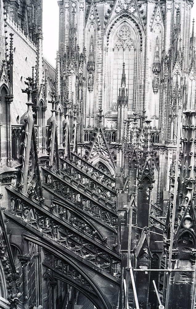 Kölner Dom in 45 m Höhe außen Nordseite (1986)