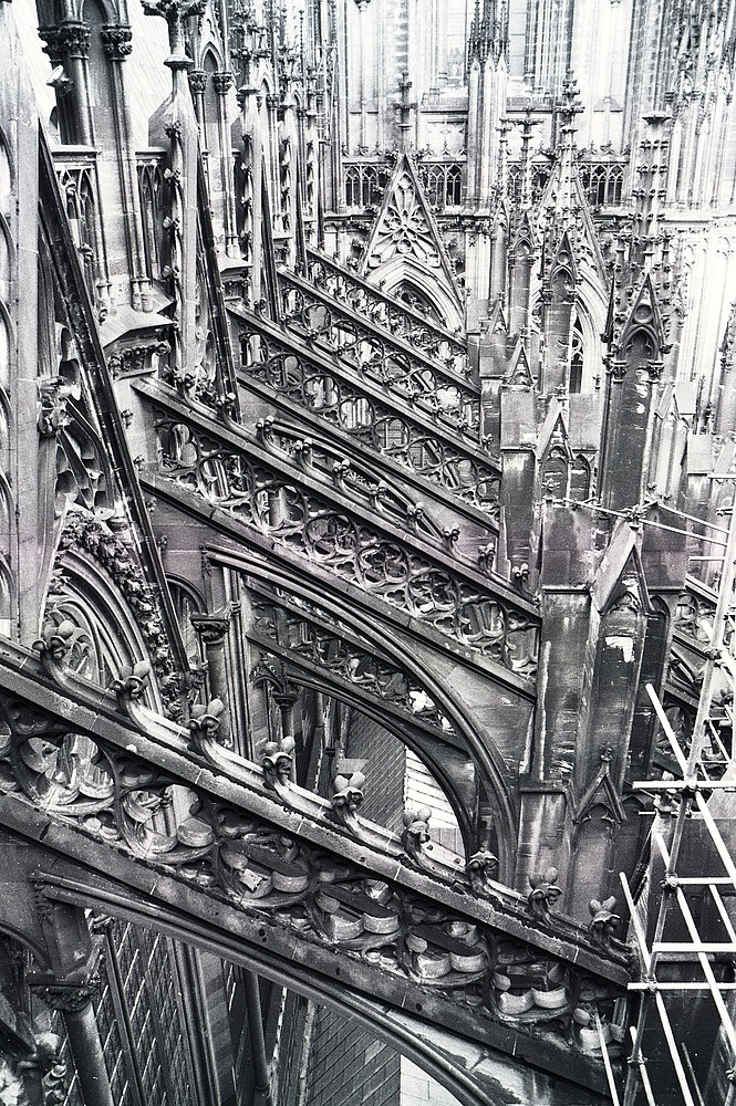 Kölner Dom in 45 m Höhe außen Nordseite (1986)