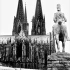 Kölner Dom mit Reiter