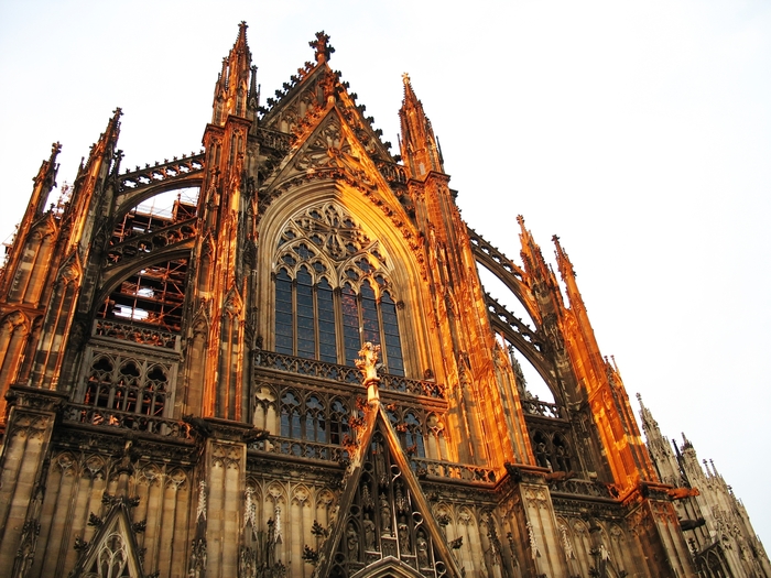 Kölner Dom Südseite mit Abendrot