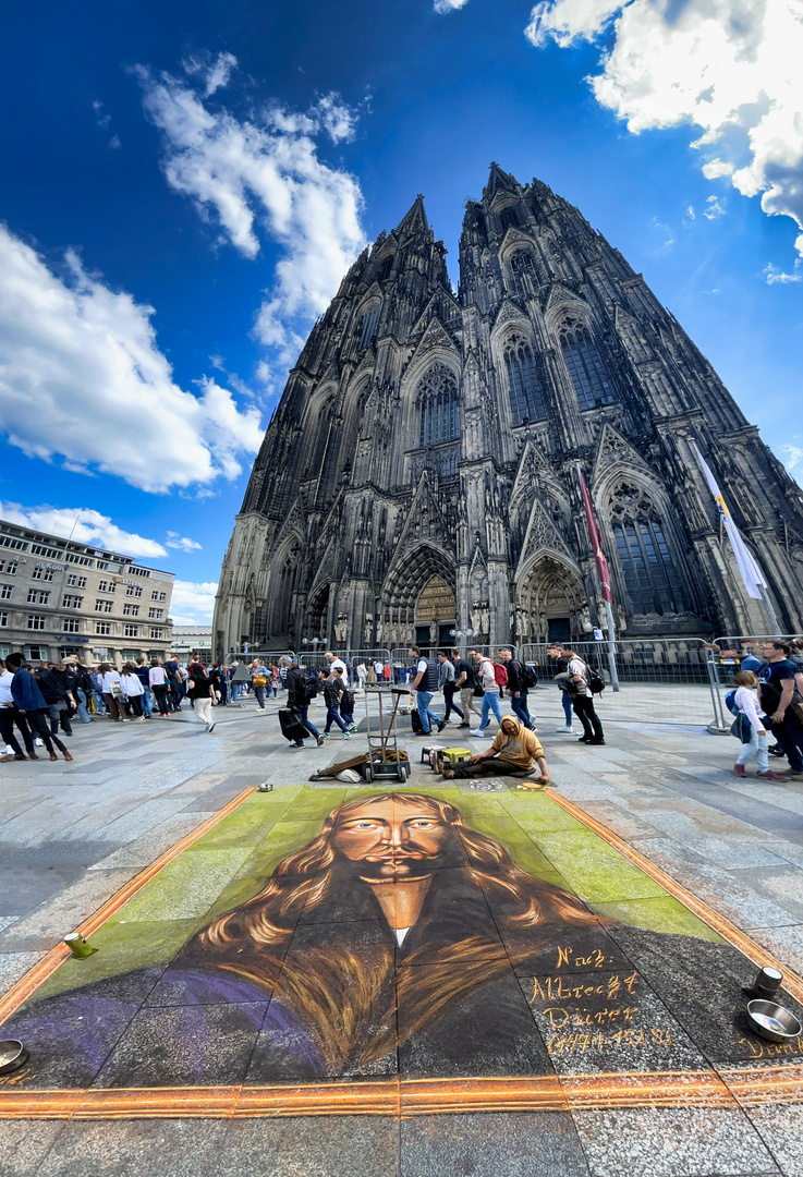 Kölner Dom und Straßenkünstler