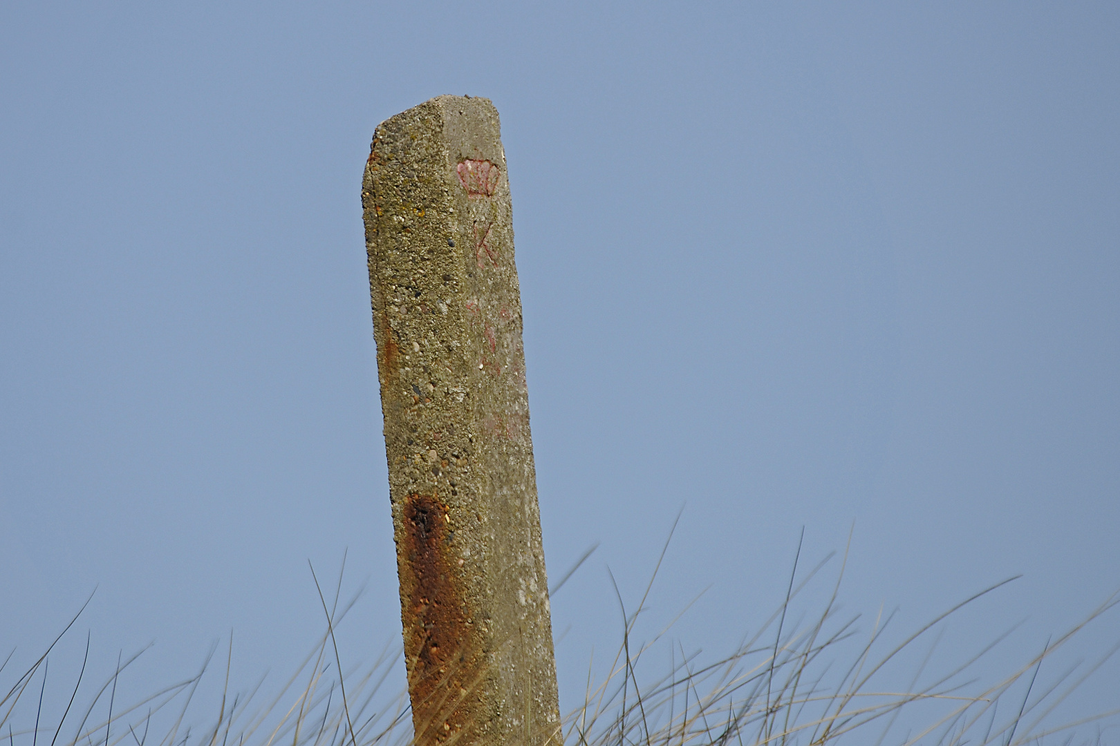 Königlich-dänischer Zaunpfahl in den Dünen von Midtjylland