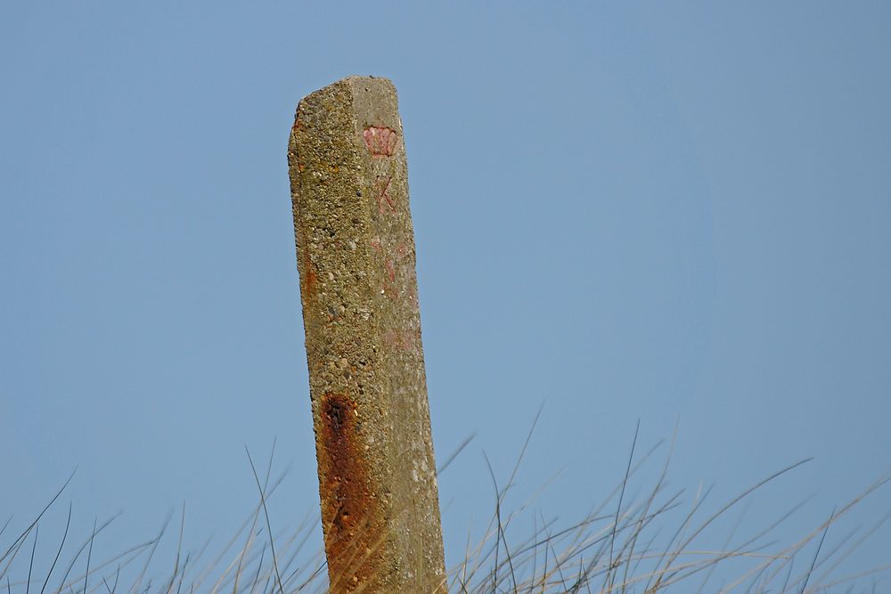 Königlich-dänischer Zaunpfahl in den Dünen von Midtjylland