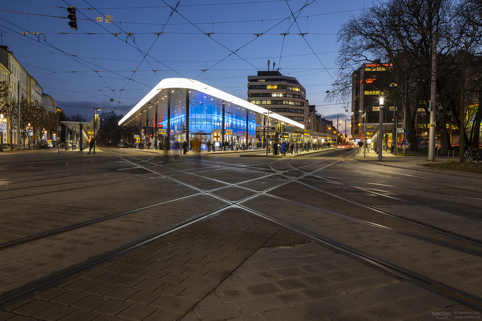 Königsplatz Augsburg bei Nacht