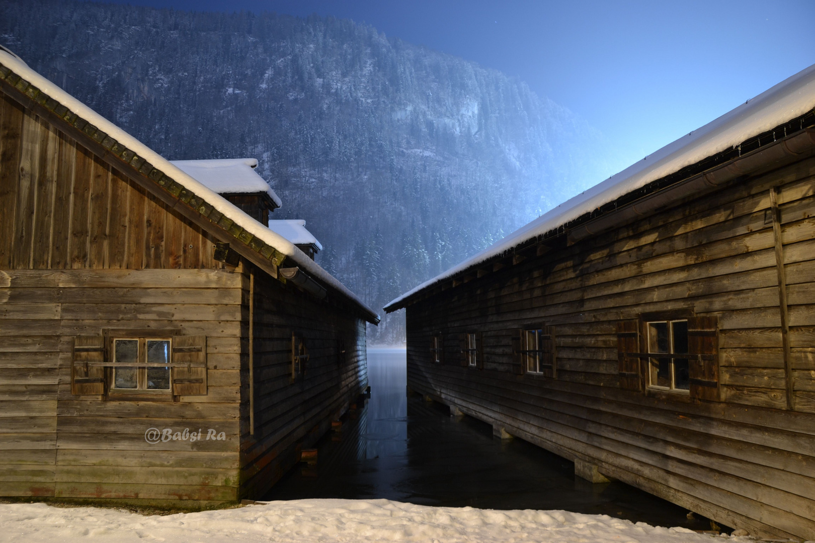 Königssee - Bootshäuser bei Nacht