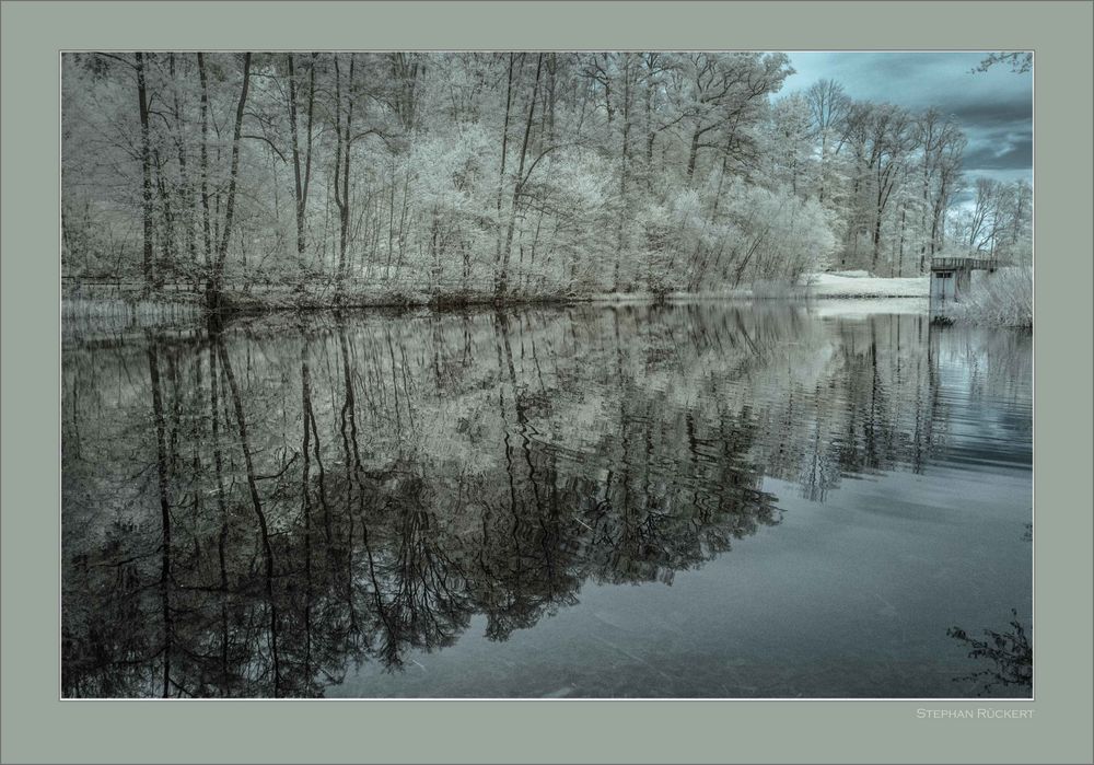 Köpfer-Stausee in Heilbronn - Farbinfrarot zum Spiegeltag