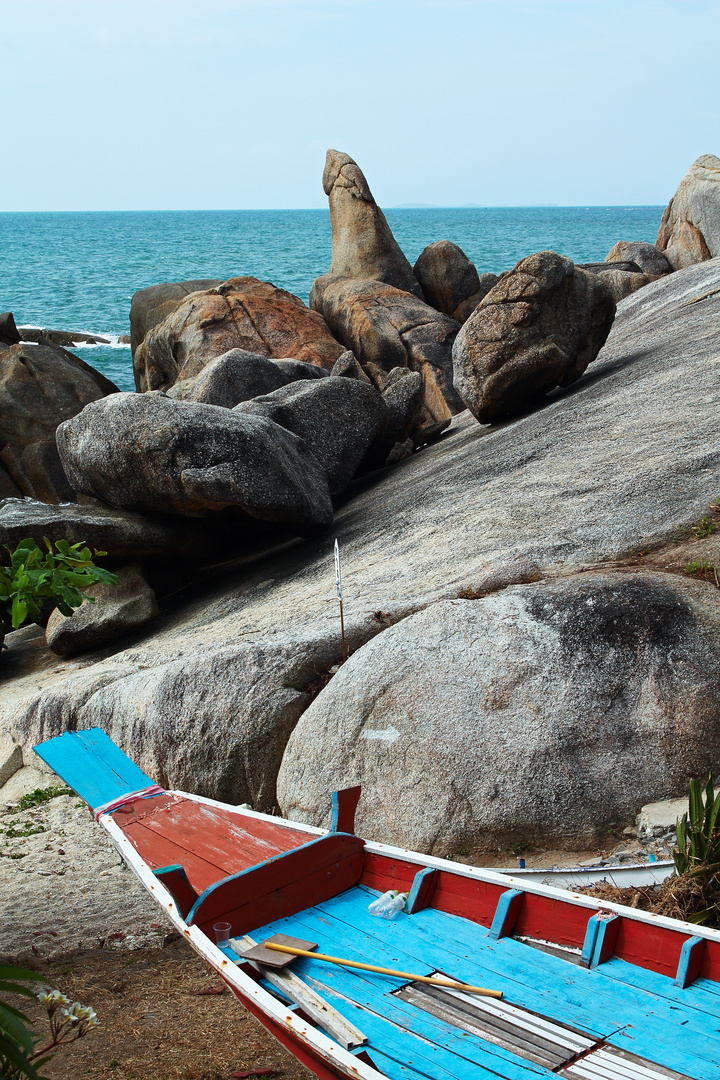 Koh Samui, Der Opa und Oma Felsen mit Boot