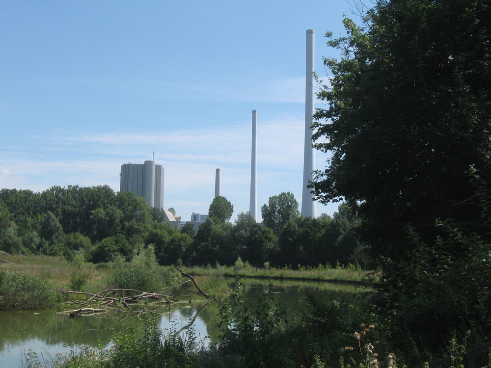 Kohlekraftwerk und Naturschutzgebiet