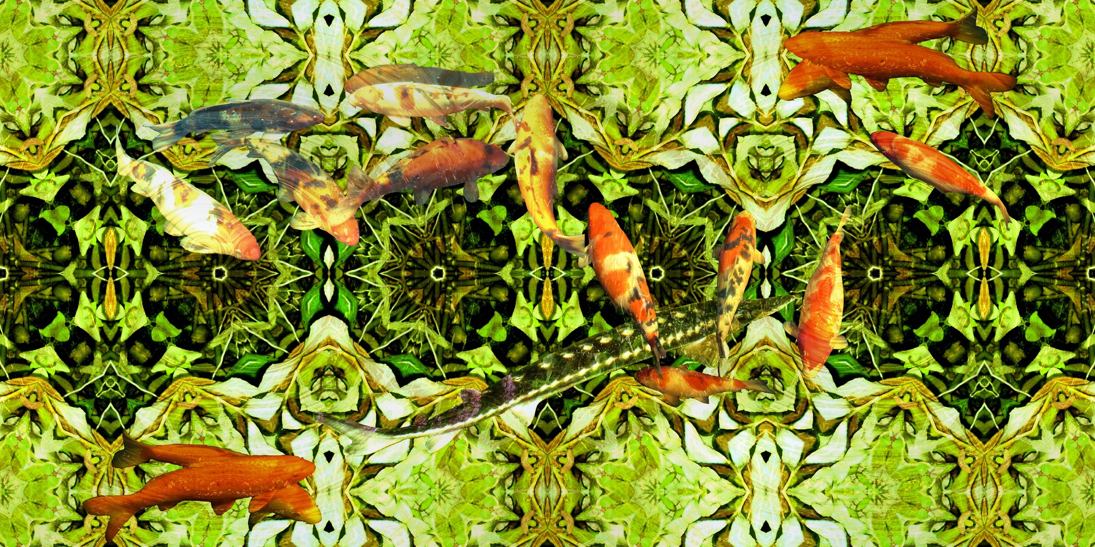 Koi carp fish_under water garden 2