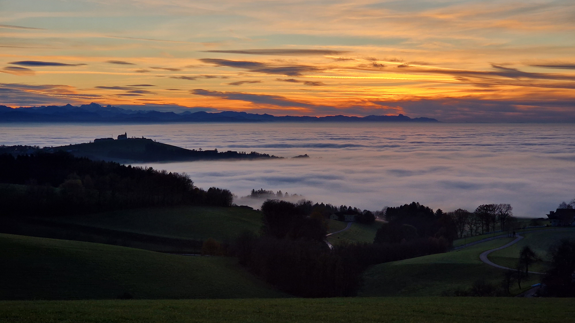 Kollmitzberg bei Ardagger im Nebelmeer im Herbst 2022