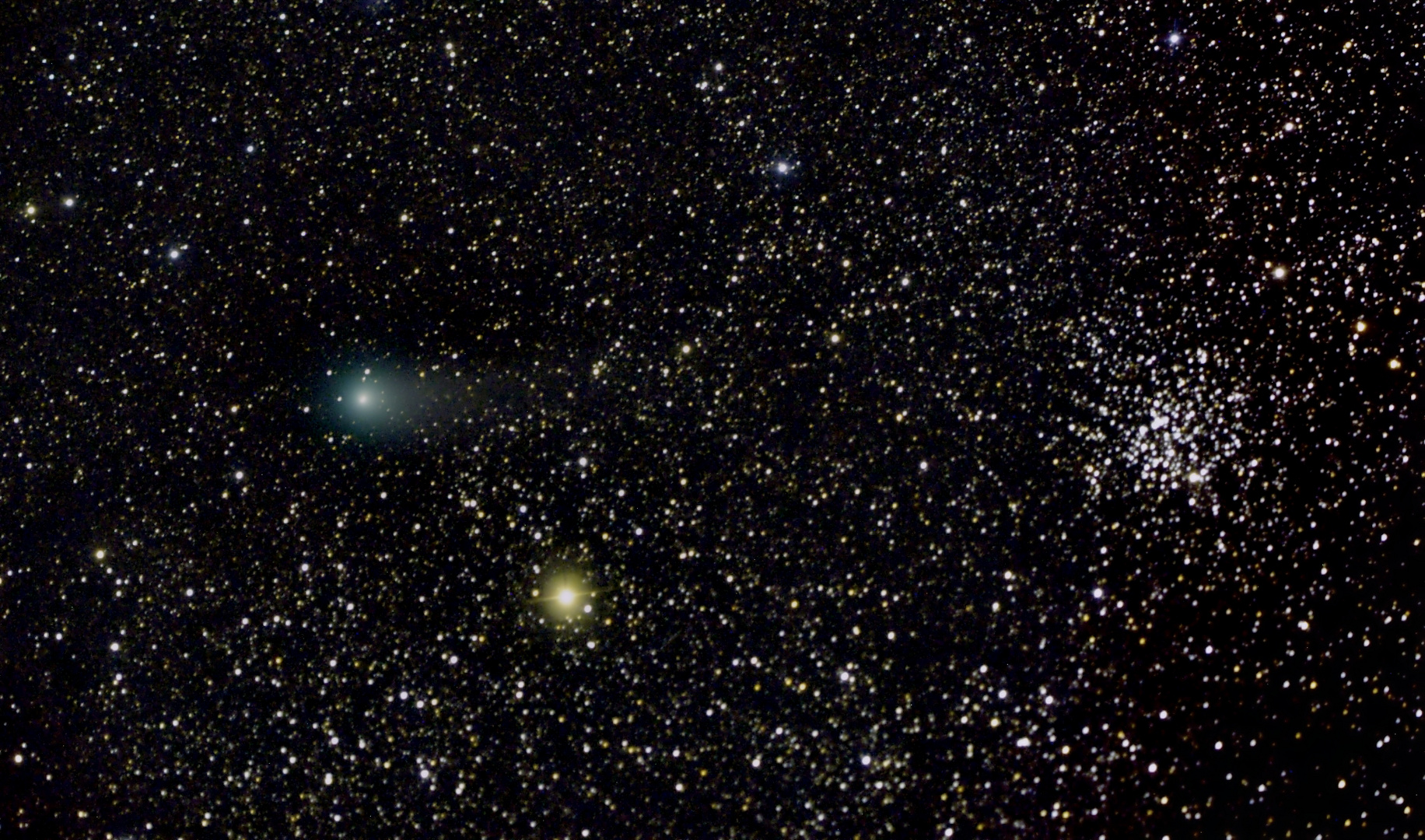 Komet C/2012 F6 Lemmon beim offenen Sternhaufen M52