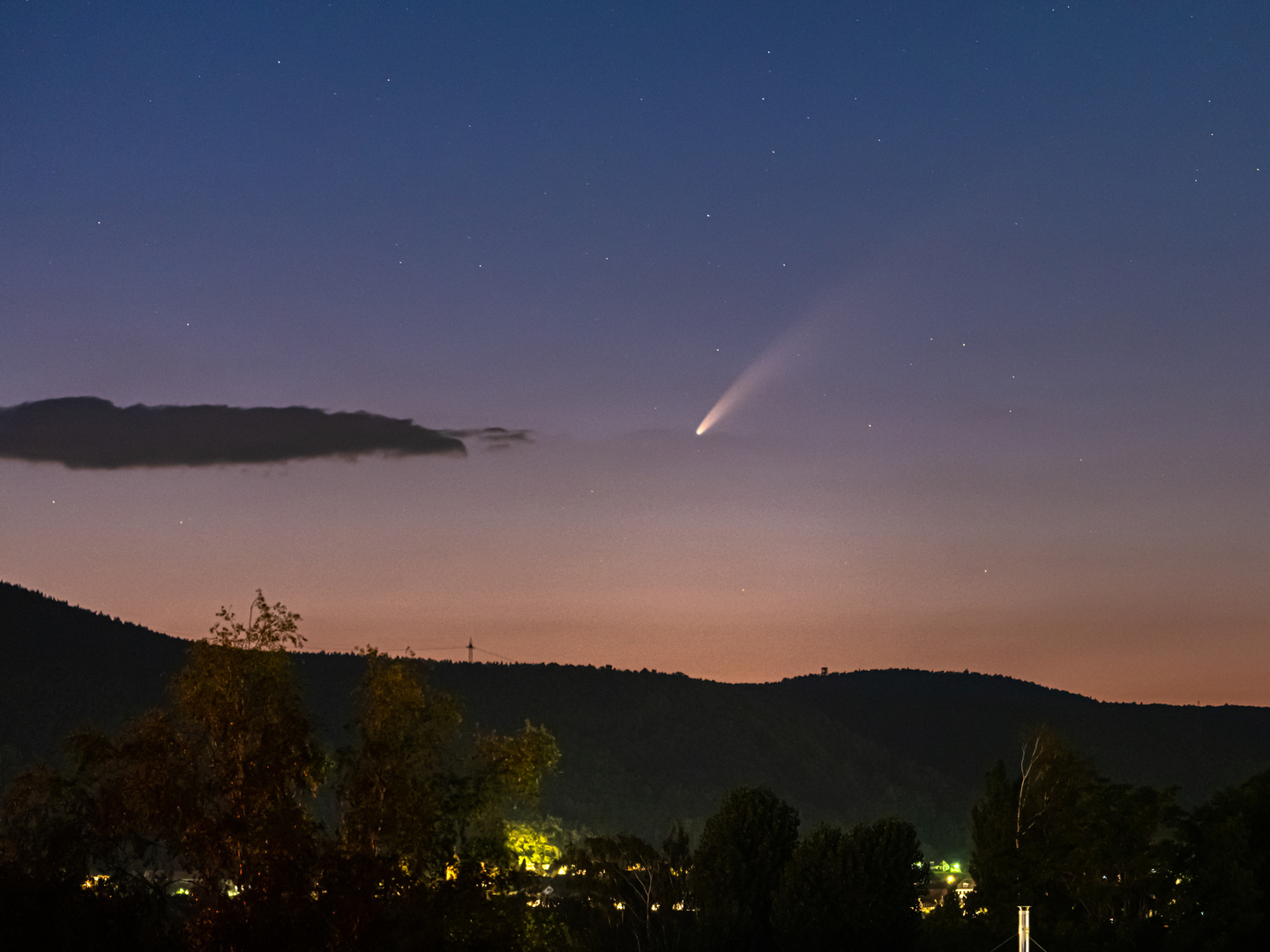 Komet Neowise am Abendhimmel