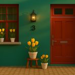 Kontrast durch gelbe Tulpen