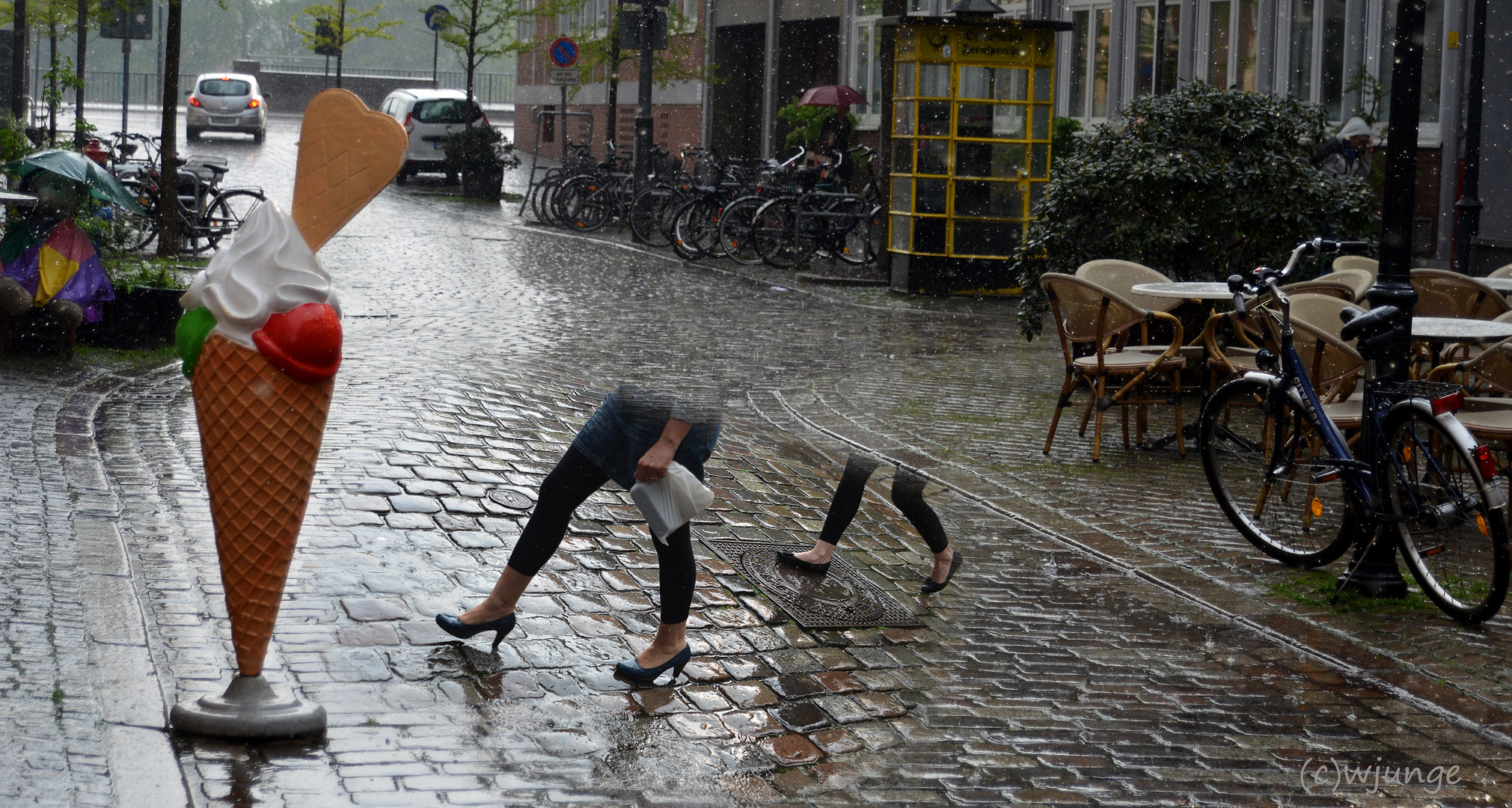 kopflos im Regen