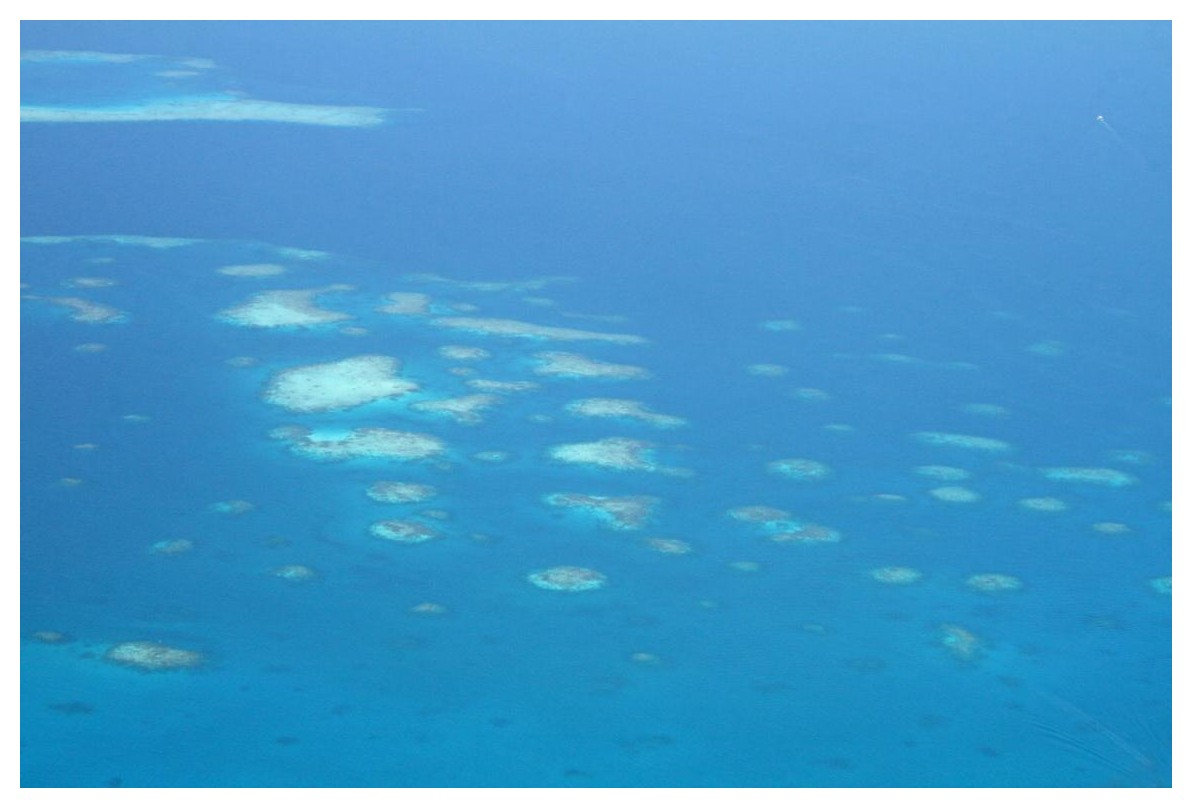 Korallenriffe (z.B. Thilas und Giris) von oben