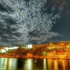 koroni kastro at cloudy moon night