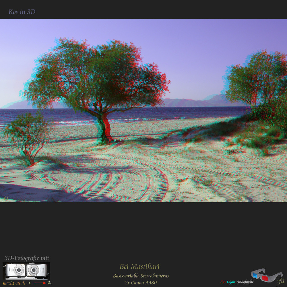 Kos in 3D: Strand bei Mastihari - Anaglyphe VollHD