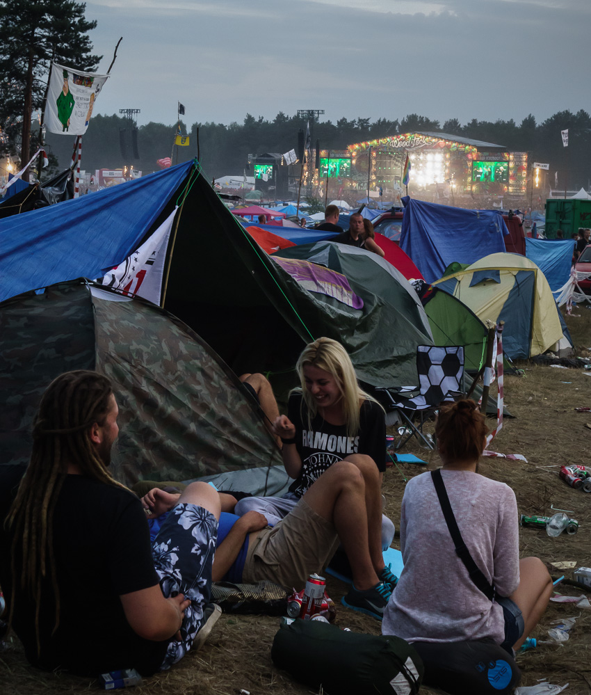 Kostrzyn, Przystanek Woodstock August 2014: Zelte und Bühne.