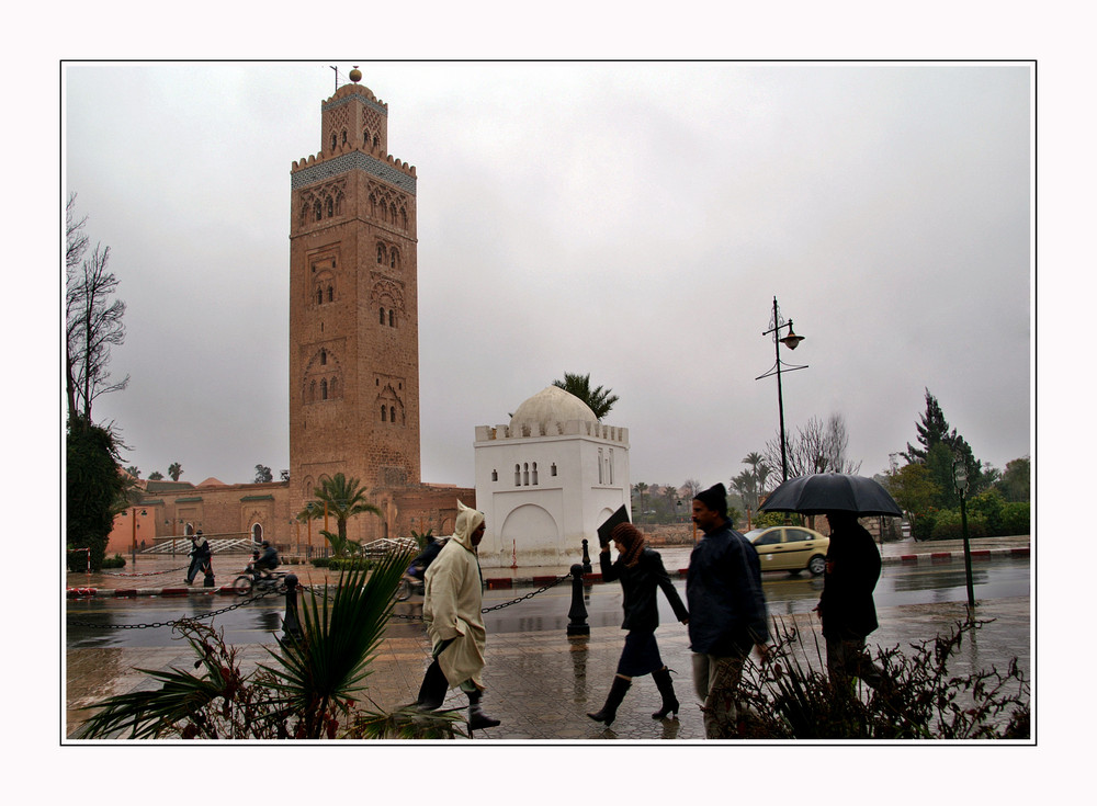 Koutoubia Moschee im Regen