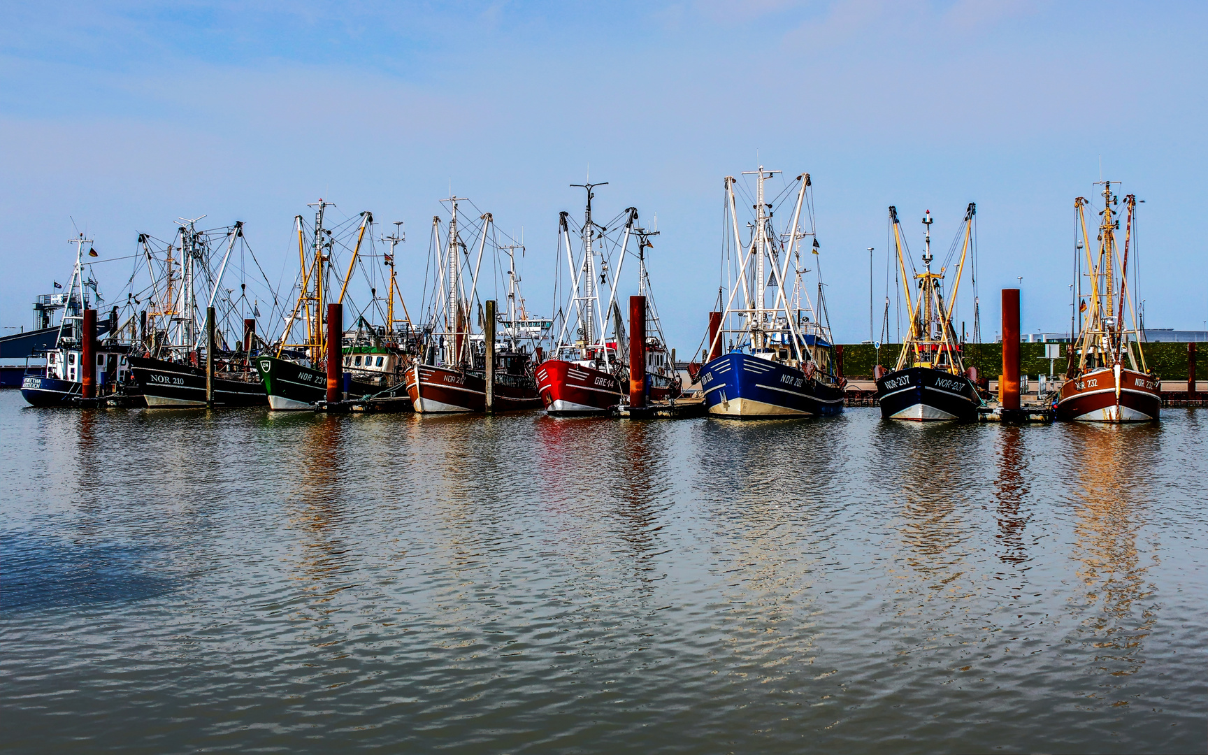 Krabben - Kutter im Hafen von Norddeich