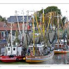 Krabbenfischerflotte im historischen Hafen von Greetsiel