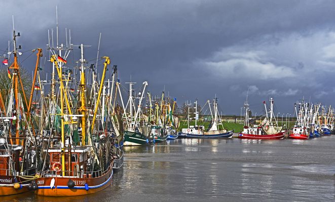 Krabbenkutter im Hafen von Greetsiel....