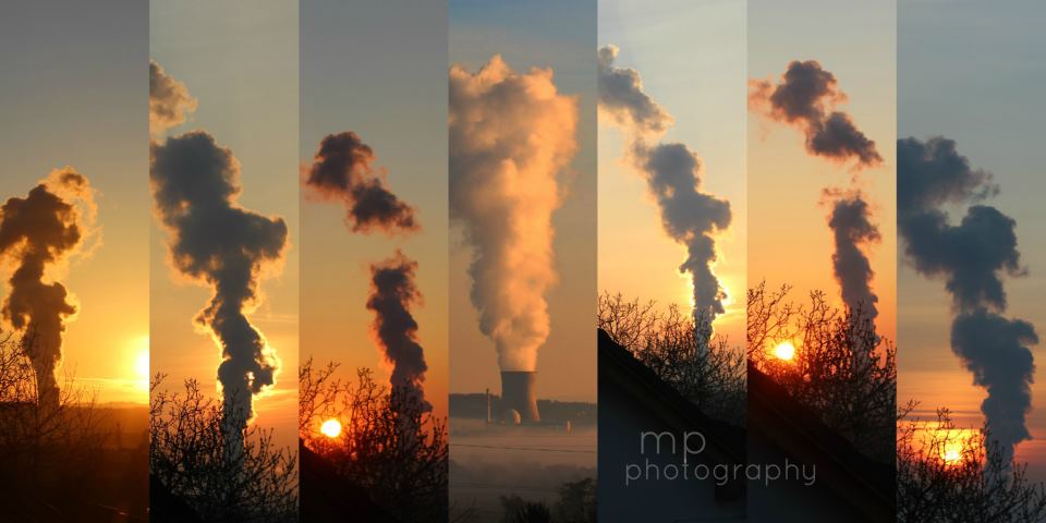 Kraftwerk Leibstadt bei Sonnenaufgang.