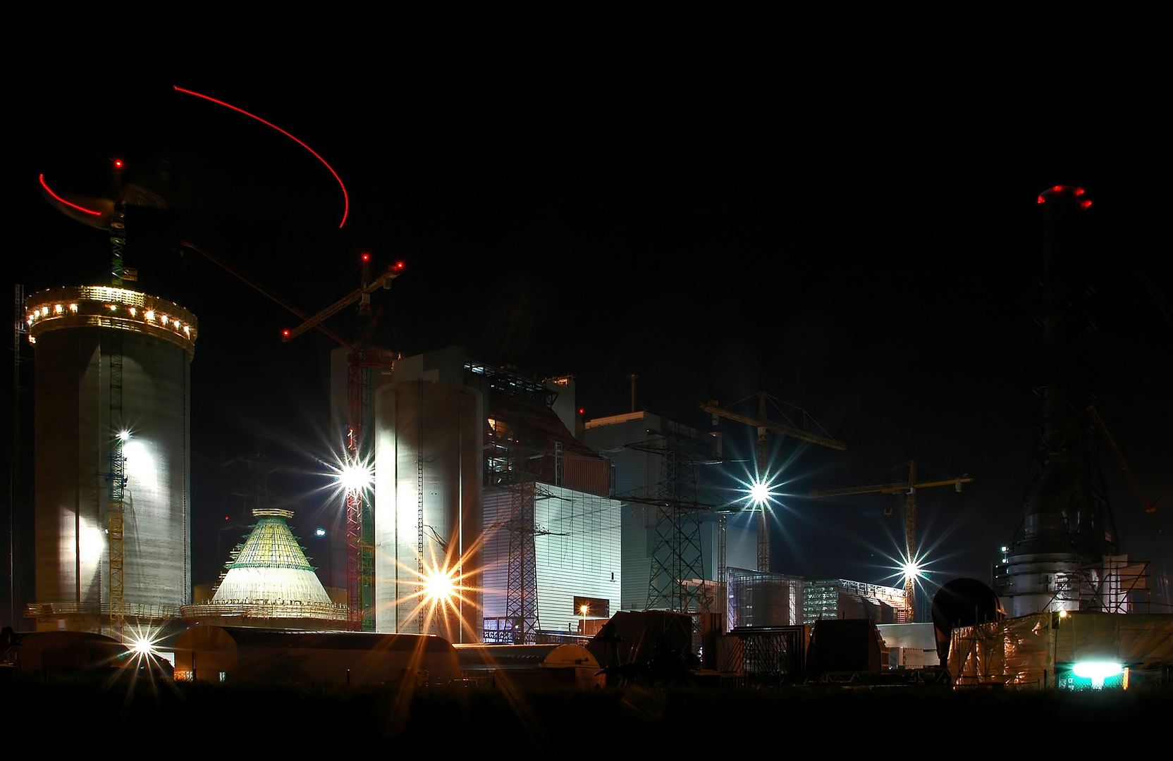 Kraftwerk Moorburg bei Nacht