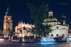 Krakau - Hauptmarkt bei Nacht