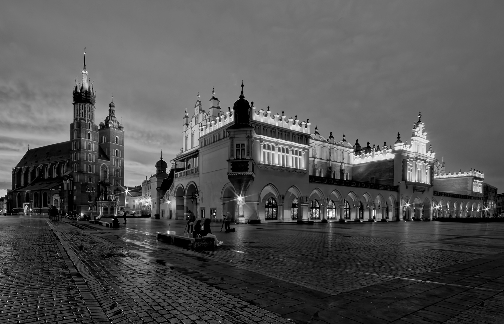 Krakau Marktplatz beim Morgenerwachen