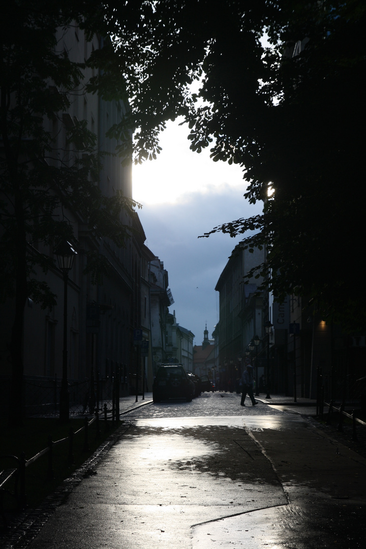 Krakaus Straßen nach einem Regenguss