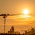 Kran gegen Sonnenuntergang