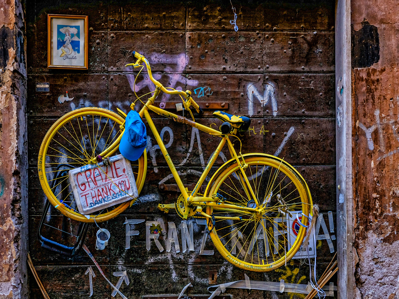 Kreativer Fahrradparkplatz in Rom